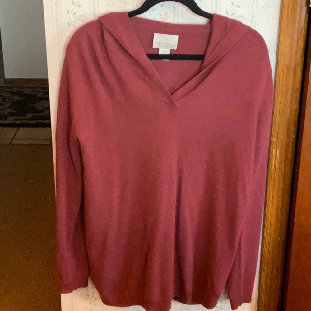 Cozy burnt orange long sleeve, cashmere hoody sweater